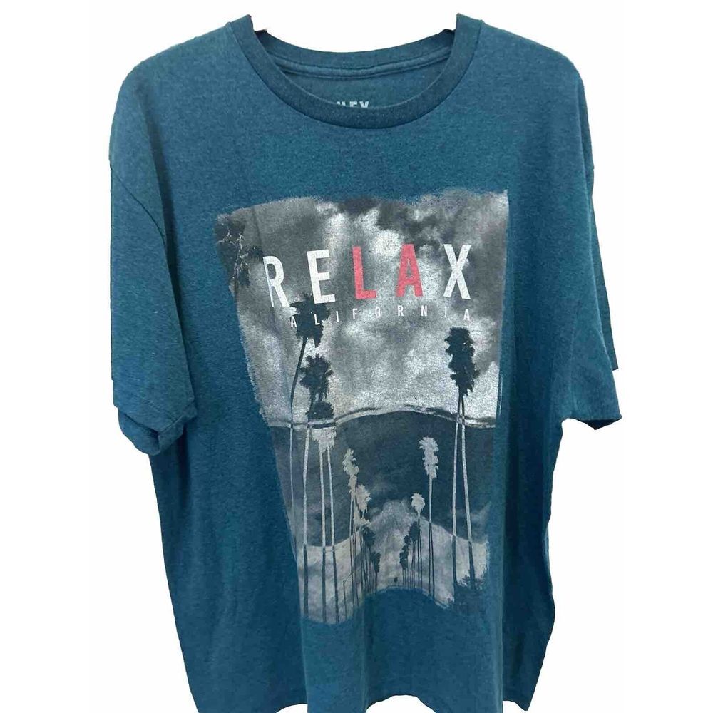 Hey Dude Relax T Shirt Sz XL * California Logo‎ Blue Teal